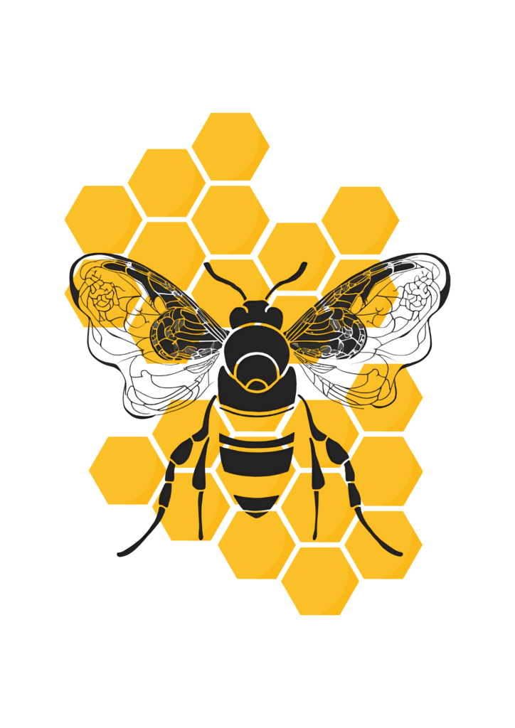 a modern background with a yellow honeycomb bee print in a frame