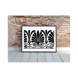 a black and white abstract digital photo print on a brick wall