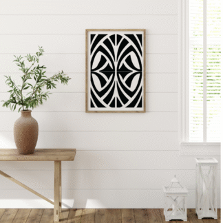 a mockup of a black and white digital print in a photo frame