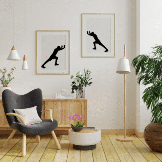 a modern background with a pair of framed digital prints of black silhouettes