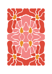 a minimalist digital print of pink and red flowers