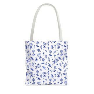 Blue Floral Pattern Tote Bag - Stylish Eco-Friendly Bag for Everyday Use
