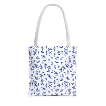 Blue Floral Pattern Tote Bag - Stylish Eco-Friendly Bag for Everyday Use