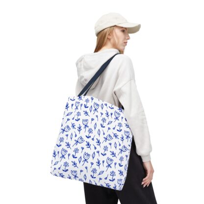 Blue Floral Pattern Tote Bag - Stylish Eco-Friendly Bag for Everyday Use - Image 21
