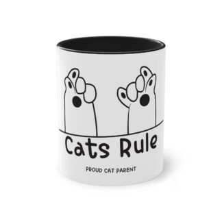 Cats Rule Two-Tone Coffee Mug - 11oz for Proud Cat Parents