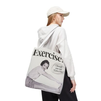 Fun Workout Tote Bag - "Exercise? I Thought You Said Extra Fries!" - Image 10