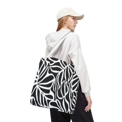 Stylish Bold Black and White Leaf Tote Bag - Eco-Friendly Everyday Carryall - Image 26
