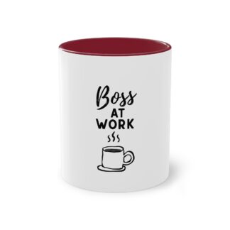 Boss At Work Two-Tone Coffee Mug - Perfect Gift for a Mom Boss, Dad Boss or Office Gift