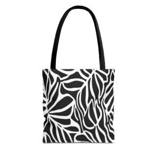 Stylish Bold Black and White Leaf Tote Bag - Eco-Friendly Everyday Carryall