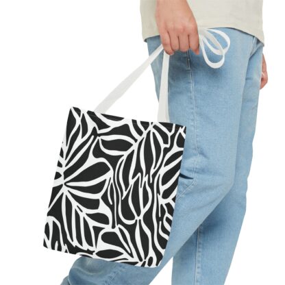 Stylish Bold Black and White Leaf Tote Bag - Eco-Friendly Everyday Carryall - Image 17