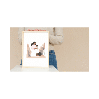 a sentimental and touching digital print of a mom and her child