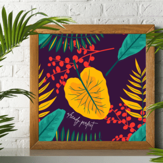 a colorful and vibrant floral design with 'already perfect' typeface print