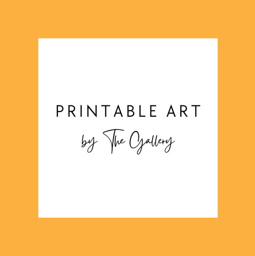 a yellow frame with The Gallery Printable Art logo